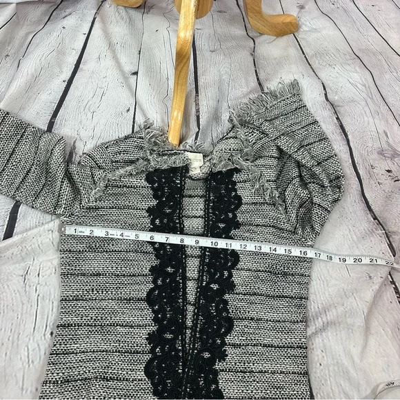 Chico's black white jacket blazer size 0 (Small 4) business office lace trim - Picture 8 of 8